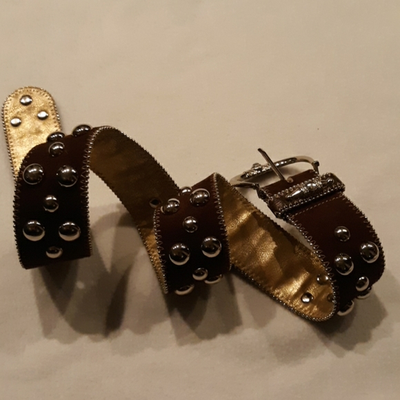 Kathy van zeeland brown faux suede leather belt size s - Picture 2 of 7